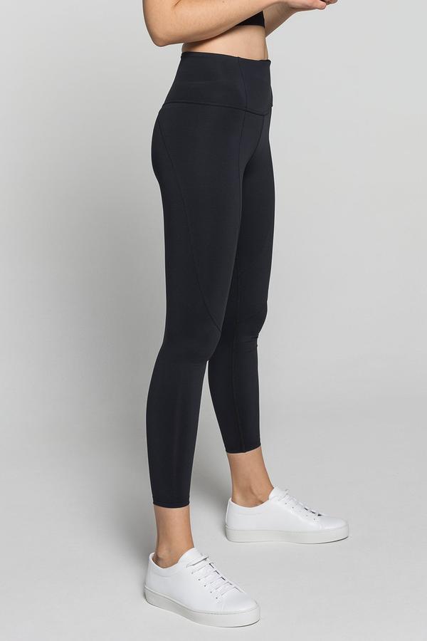 SWIRL CROP LEGGINGS - BLACK