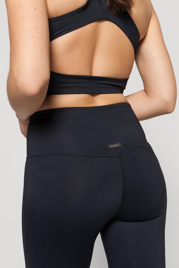 SWIRL CROP LEGGINGS - BLACK