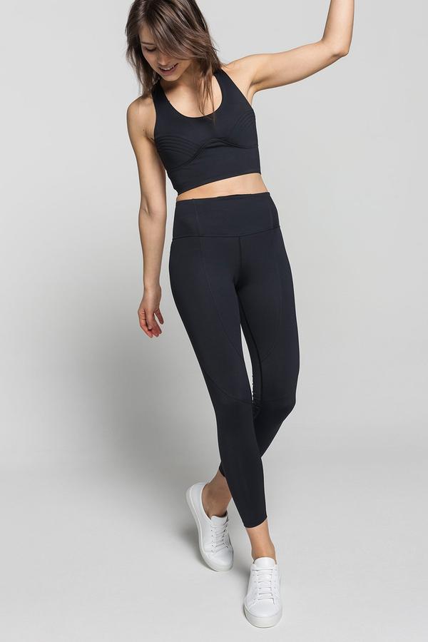 SWIRL CROP LEGGINGS - BLACK