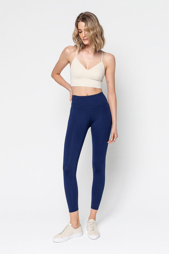 SWIRL CROP LEGGINGS - NAVY BLUE